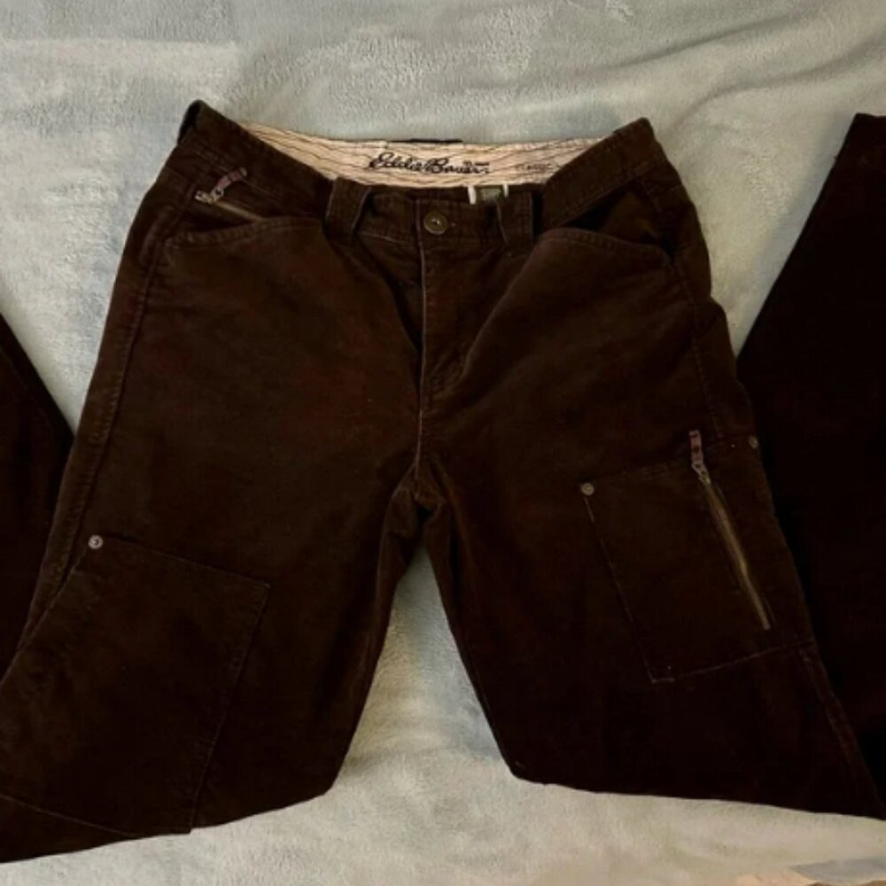 RARE! Eddie Bauer Brown Corduroy Carpenter Pants in Medium/10 TALL